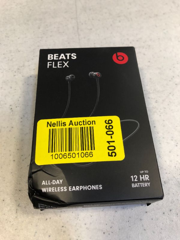 Photo 2 of Beats Flex Wireless Earbuds – Apple W1 Headphone Chip, Magnetic Earphones, Class 1 Bluetooth, 12 Hours of Listening Time, Built-in Microphone - Black