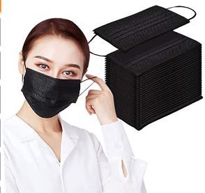 Photo 1 of 100 Pcs 3 Ply Face Masks Black Disposable Mask
