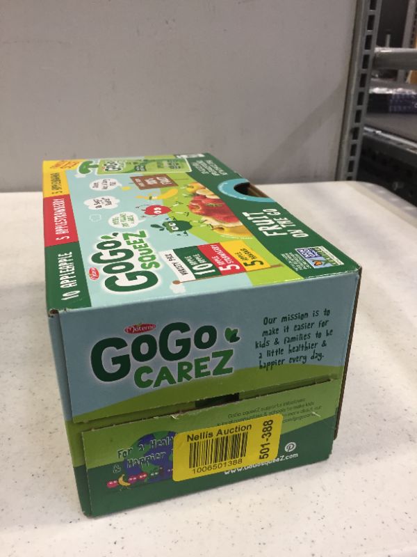 Photo 2 of GoGo squeeZ Applesauce Pouches, Apple Apple, Apple Banana, Apple Strawberry, 20 Pack EXP 1/11/2022
