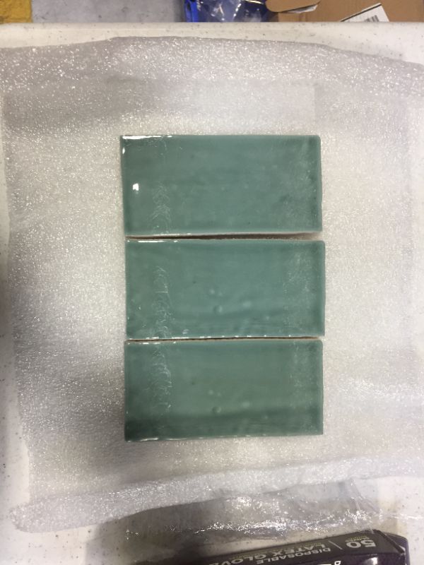 Photo 2 of 3 PACK CATALINA GREEN LAKE 3 IN X 6IN CERAMIC WALL TILE - TILE SAMPLE 