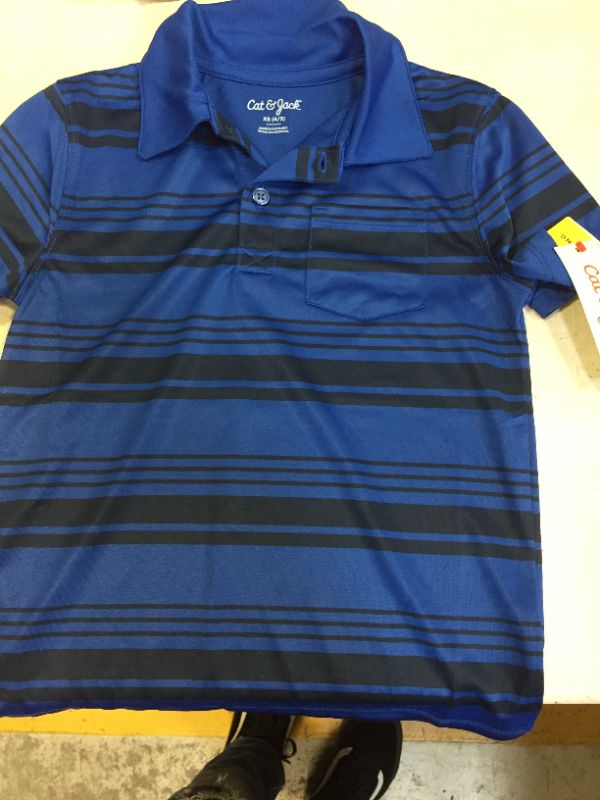 Photo 1 of Boys' Striped Knit Polo Short Sleeve Shirt - Cat & Jack™ Black/Blue
xs