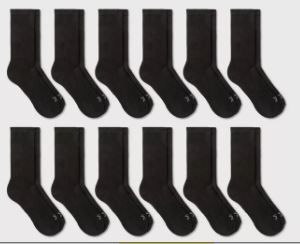 Photo 1 of Men's Crew Cushion Athletic Socks 12pk - All in Motion™ Black 6-12
