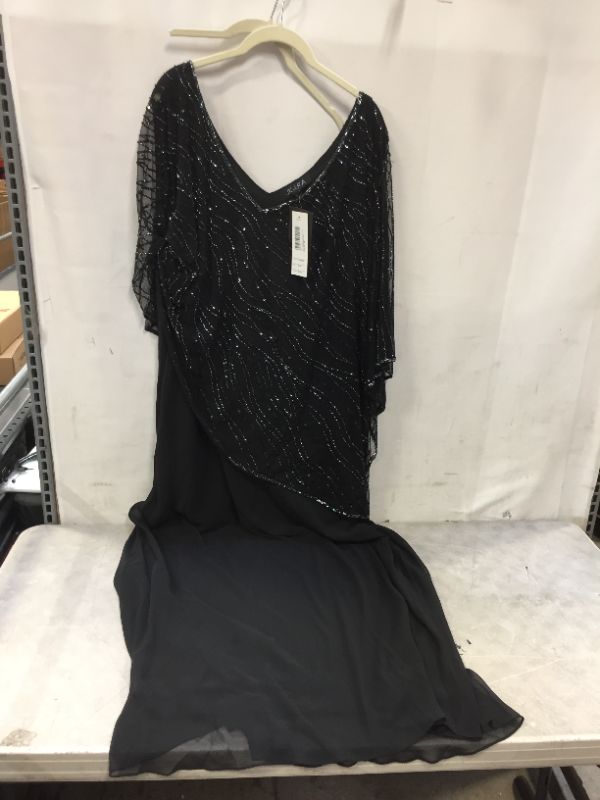 Photo 2 of J Kara Women's Plus Size Pop Over Long Beaded Dress Black size 20W
