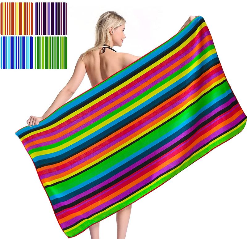 Photo 1 of 5 Pack Beach Towels for Adults Set Stripe Beach Towel Mens/Women Beach Towels 28"x 55"- Quick Dry and Lightweight Kids Towels for Pool (5PCS)
