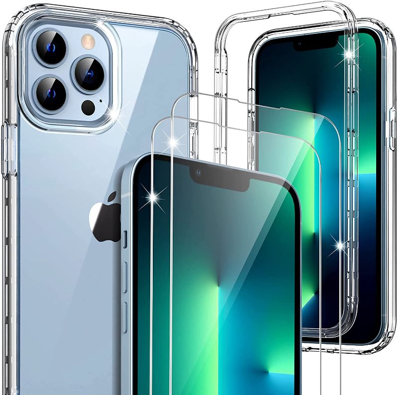Photo 1 of LAGASOR Compatible with iPhone 13 Pro Case Clear, [1 Case+2 Screen Protectors]Shockproof Full Body Protection Phone Case with Tempered Glass Screen Protector for iPhone 13 Pro 6.1 Inch 2021 (Clear) (3 PACK, 3 Cases, 6 Screen Protectors total)
