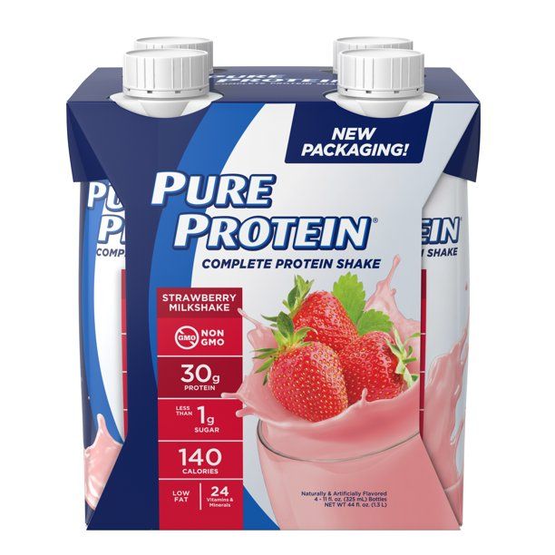 Photo 1 of Pure Protein Shake, Strawberry, 30g Protein, 11 FL Oz, 4 Ct (Pack of 3) EXP 7/2022
