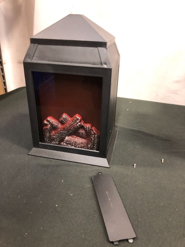 Photo 3 of 12" Decorative Fireplace Flameless LED Lantern Battery Powered and USB 6 Hours Timer Indoor/Outdoor Hanging Lantern,Black Fireplace Lamp***no tested***
