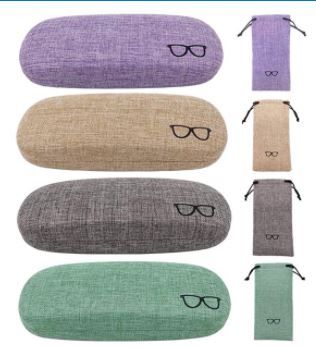 Photo 1 of 4 Pack Hard Shell Eyeglasses Glasses Protective Linen Case 6.5x2.6x1.6
