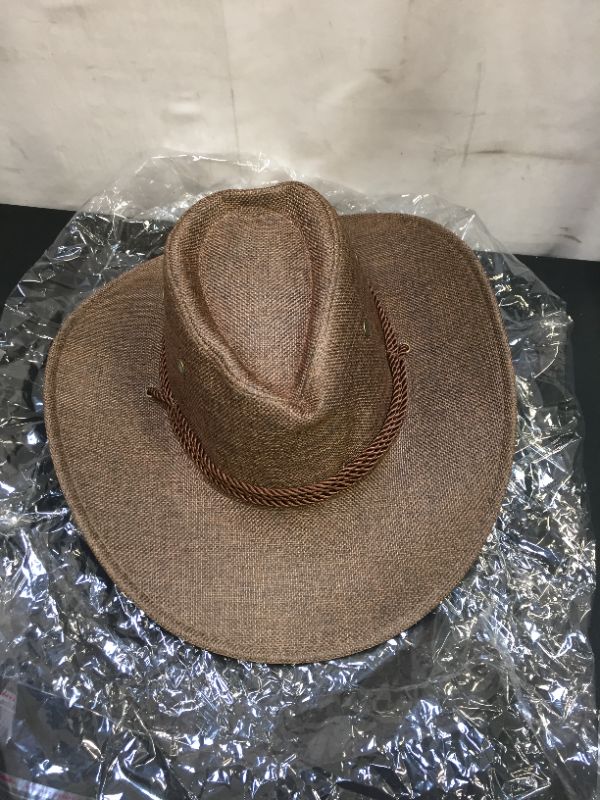 Photo 2 of Cowboy Hats, Outdoor Cowboy Hat, Woven Imitation Linen Summer Sunhat, Western Cowboy Hat for Men Boys
