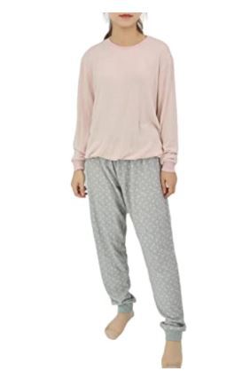 Photo 1 of Israphel Women's Long Sleeve Soft Pajama Set Pink Grey Sleepwear for Women Size Medium
