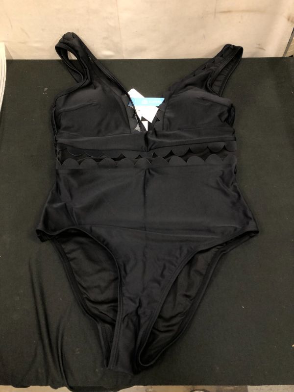 Photo 2 of CUPSHE Solid Black V-Neck One Piece Swimsuit Medium 