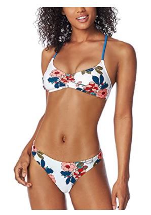 Photo 1 of CUPSHE Women's Bikini Swimsuit Floral Print Strappy Low Waist Two Piece Bathing Suit Small