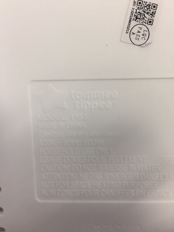 Photo 4 of Tommee Tippee Advanced Steam Electric Sterilizer for Baby Bottles