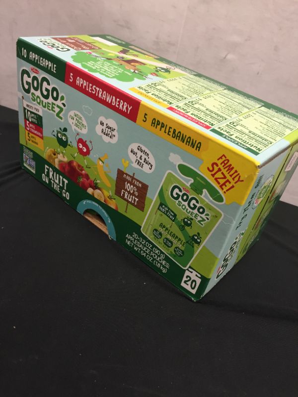 Photo 1 of GoGo squeeZ Applesauce, Variety Apple/Banana/Strawberry - 3.2oz/20ct
exp--01-11-2022
