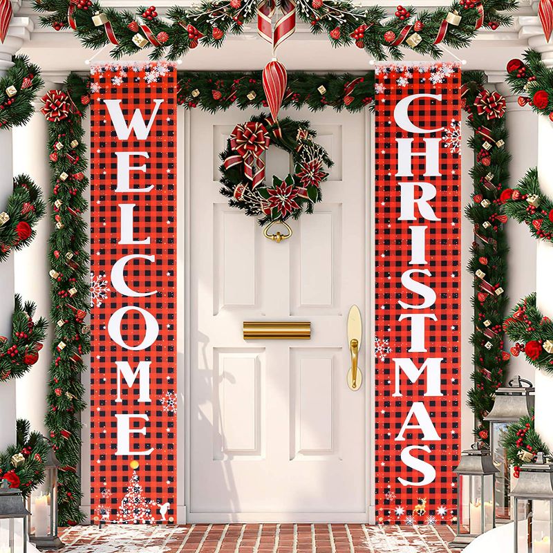 Photo 1 of 
JIELIELE Welcome Christmas Banner, Welcome Home Banner for Christmas Decorations Indoor Outdoor, Christmas Front Porch Sign Decor Stocking Stuffers