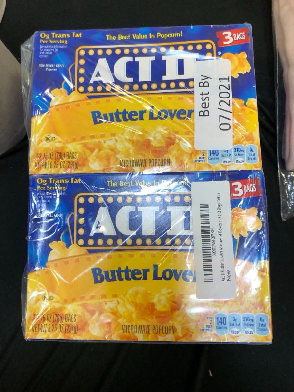 Photo 2 of Act II Butter Lovers Microwave Popcorn 4 Boxes of 3 (12 Bags Total)
exp july 28 2021
