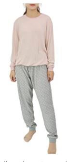 Photo 1 of Israphel Women's Long Sleeve Soft Pajama Set Pink Grey Sleepwear for Women Size S