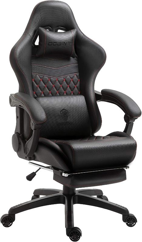 Photo 1 of Dowinx Gaming Chair Office Chair PC Chair with Massage Lumbar Support, Racing Style PU Leather High Back Adjustable Swivel Task Chair with Footrest (Black&Red)

