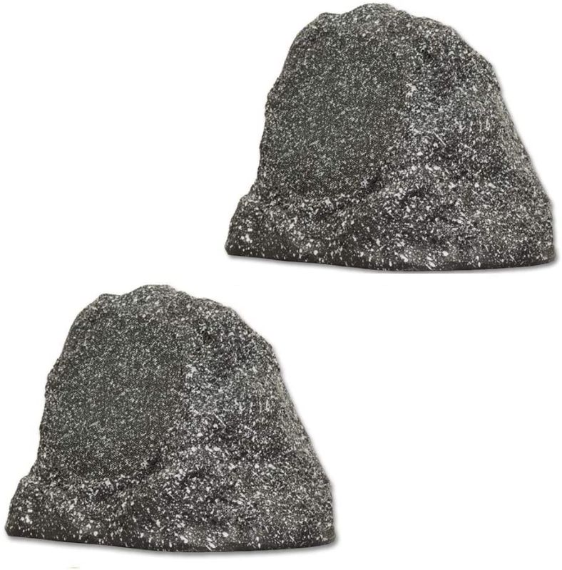 Photo 1 of Theater Solutions by Goldwood Watreproof Outdoor Rock Speaker System – Granite Gray, Set of 2