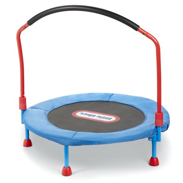 Photo 1 of Little Tikes Easy Store 3-Foot Trampoline, with Hand Rail, Blue/Red
