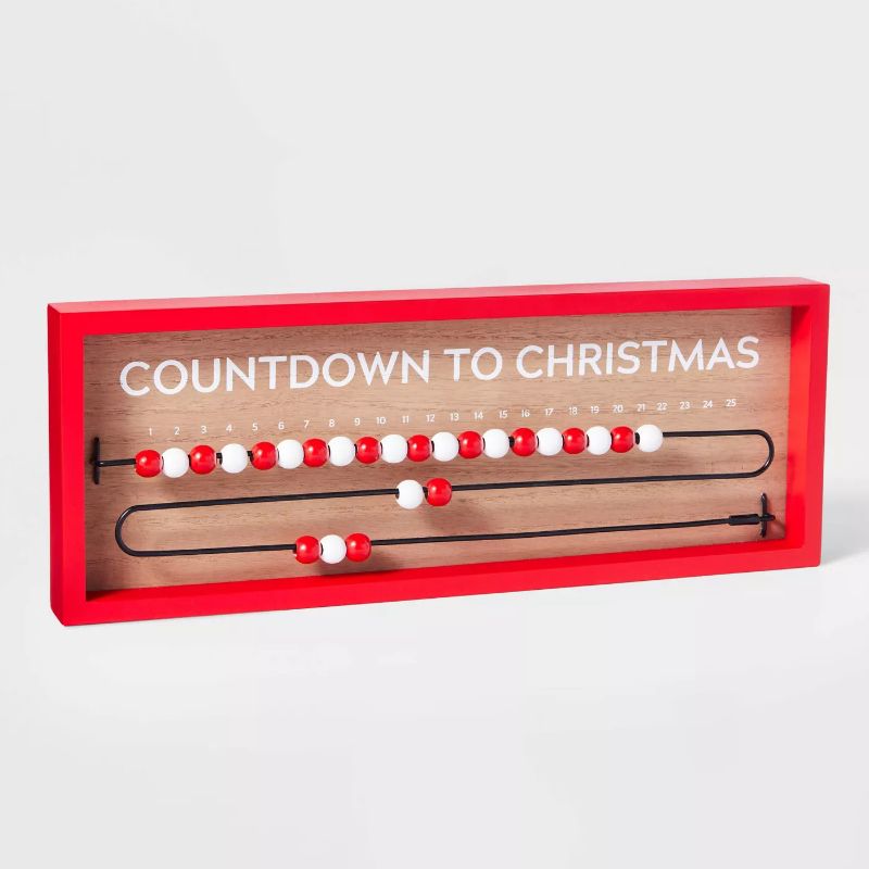 Photo 1 of 1PACK, Wood Beads Countdown to Christmas Standing Advent Calendar Red/White - Wondershop™ WOODCHIPS FROM NOT BEING BOXED 
