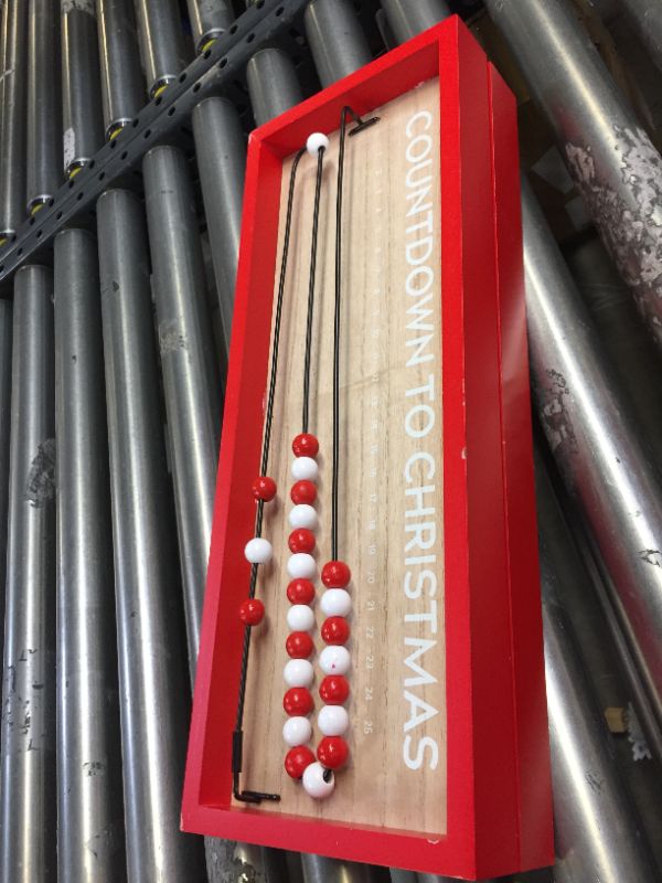 Photo 2 of 1PACK, Wood Beads Countdown to Christmas Standing Advent Calendar Red/White - Wondershop™ WOODCHIPS FROM NOT BEING BOXED 
