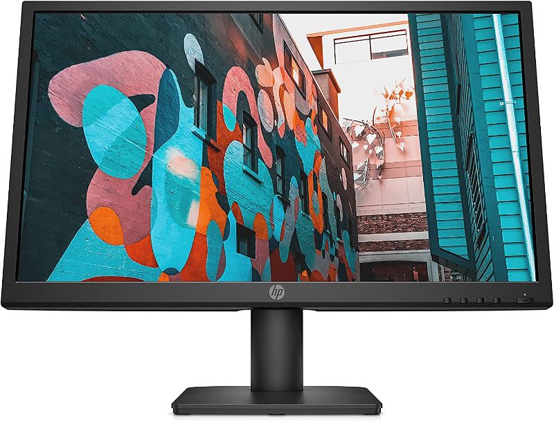 View 1 of HP V222vb FHD Monitor, 1080p VA Display, 75Hz Refresh Rate, 21.5-inch Computer Screen, TÜV Certified Low Blue Light Mode, Ergonomic Tilt, 3000:1 Contrast Ratio, HDMI & VGA Ports, VESA Mounting (2021) MISSING POWER CABLE.