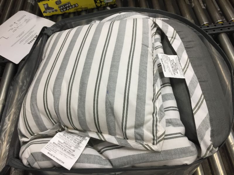 Photo 4 of 8pc Edenton Reversible Classic Stripe Comforter Set White/Gray - Threshold™ Queen 
