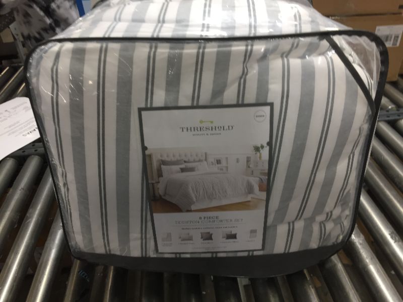 Photo 2 of 8pc Edenton Reversible Classic Stripe Comforter Set White/Gray - Threshold™ Queen 
