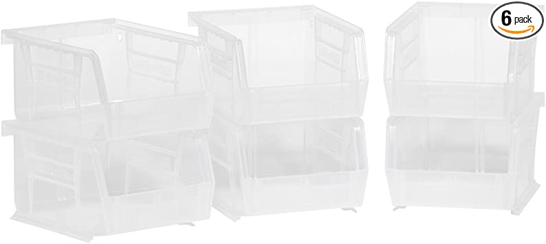 Photo 1 of Akro-Mils 08212SCLAR 30210 AkroBins Plastic Storage Bin Hanging Stacking Containers, (5-Inch x 4-Inch x 3-Inch), Clear, (6-Pack)
