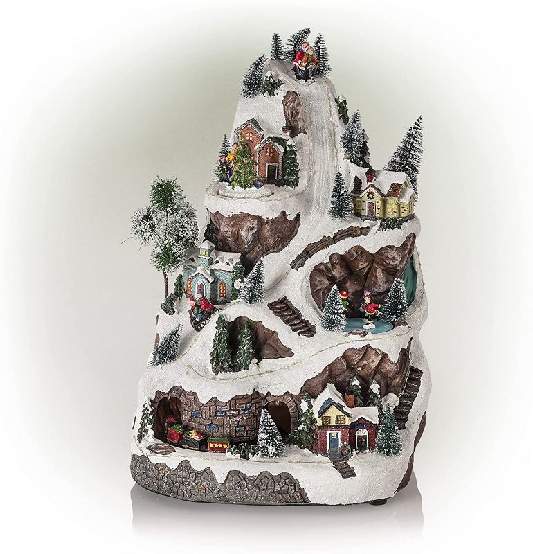 Photo 1 of Alpine Corporation WHS102WW Animated Winter Wonderland Set with LED Light and Music Festive Christmas Holiday Indoor Decor for Home, 18-Inch Tall, Multicolor
