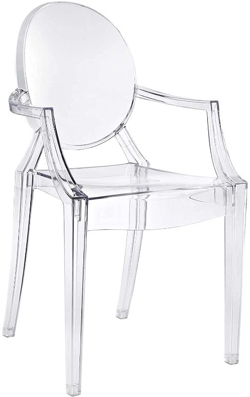 Photo 1 of 2PC Modway Casper Modern Acrylic Stacking Kitchen and Dining Room Arm Chair in Clear - Fully Assembled
