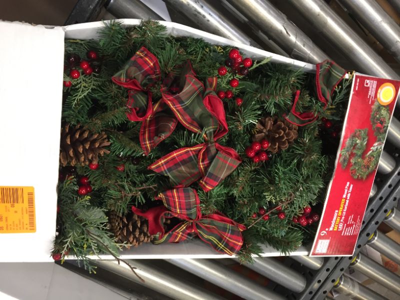 Photo 1 of 9 ft Battery Operated Mixed Pine 50 Warm LED Prelit Artificial Christmas Garland
