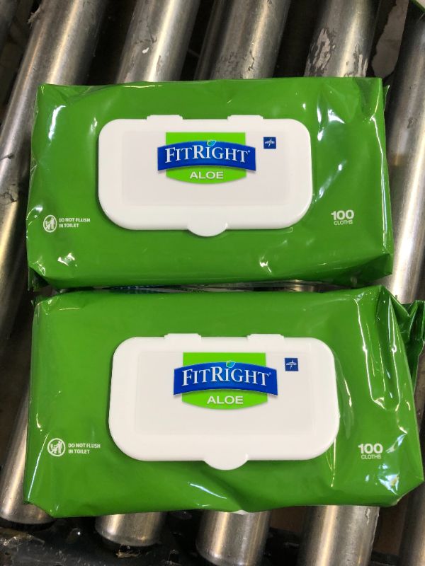 Photo 2 of 2PACK - Medline FitRight Aloetouch Quilted Personal Cleansing Wipes,100CNT 
