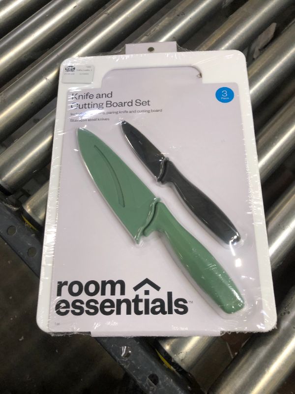 Photo 1 of 10"x14" Poly Cutting Board and 2pc Knife Set - Room Essentials™

