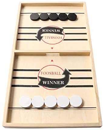 Photo 1 of Large Sling Puck Game, Foosball Winner Board Game, Wooden Hockey Table Game, Fast Paced Slingshot Game Board, Rapid Sling Table Battle Speed String Puck Game for Kids Adults & Family Party, Large Size
