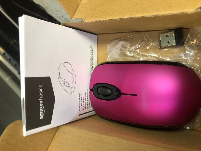 Photo 2 of Amazon Basics Wireless Computer Mouse with USB Nano Receiver - Purple
