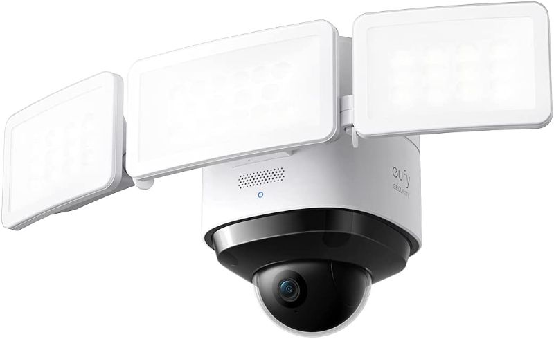 Photo 1 of eufy Security Floodlight Cam 2 Pro, 360-Degree Pan and Tilt Coverage, 2K Full HD, Smart Lighting, Weatherproof, On-Device AI Subject Lock and Tracking, No Monthly Fee
