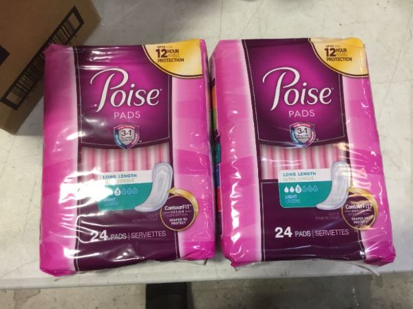Photo 2 of 2x Poise Incontinence Pads, Ultra Thin, Light Absorbency, Long, 24 Count (pack of 6)
