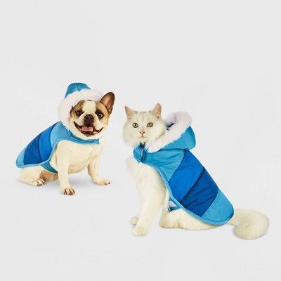 Photo 1 of Dog and Cat Puffer Vest - Aqua Stripe - Wondershop™ SIZE LARGE
