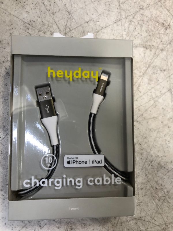 Photo 2 of heyday™ 10' Lightning to USB-A Braided Cable - Black/White/Gunmetal
