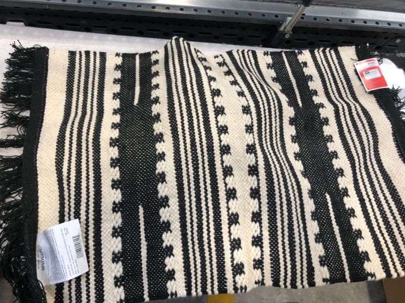 Photo 2 of 2'x3' Sylviidae Stripe Woven Accent Rug Black - Opalhouse™
