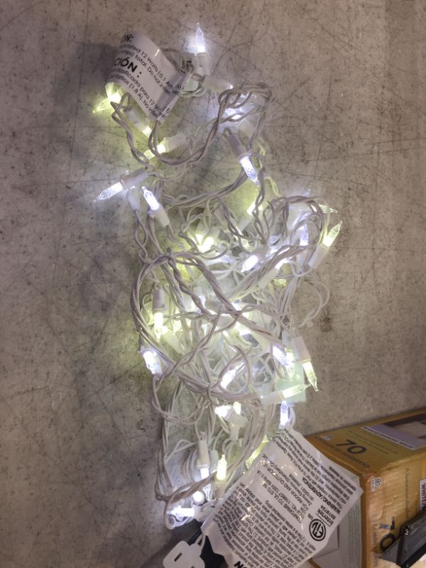 Photo 2 of 23.5 in. High x 84 in. Wide 70-Light White Christmas LuxeSparkle Icicle Light String Diamond White
