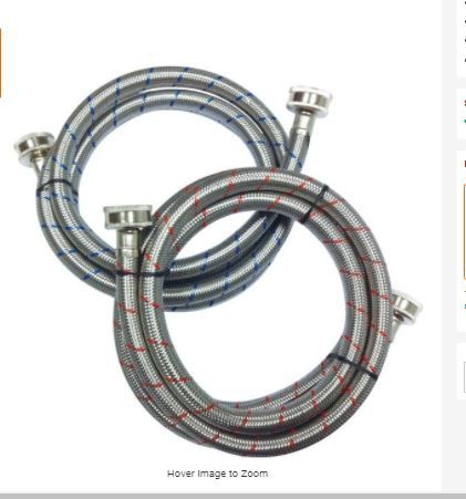 Photo 1 of 3/4 in. FIP x 3/4 in. FIP x 60 in. Stainless Steel Washing Machine Supply Line (2-Pack)
