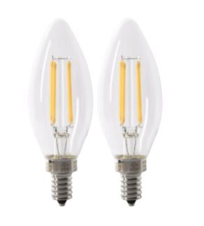 Photo 1 of 100-Watt Equivalent B10 Candelabra Dimmable Filament CEC Clear Glass Chandelier LED Light Bulb Daylight 2700K (2-Pack)
