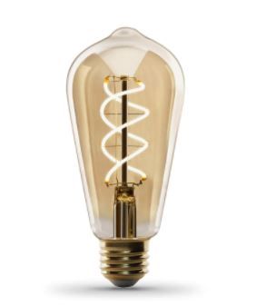 Photo 1 of 60-Watt Equivalent ST19 Dimmable Spiral Filament Amber Glass E26 Vintage Edison LED Light Bulb, Warm White
