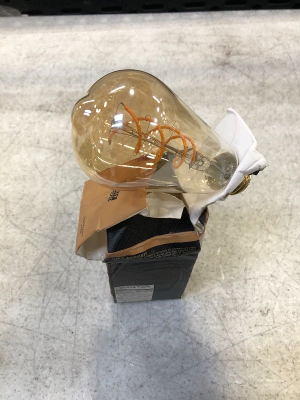 Photo 2 of 60-Watt Equivalent ST19 Dimmable Spiral Filament Amber Glass E26 Vintage Edison LED Light Bulb, Warm White
