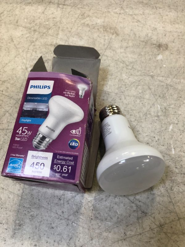 Photo 2 of 45-Watt Equivalent R20 Dimmable LED Flood Light Bulb Daylight
