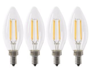 Photo 1 of 40-Watt Equivalent B10 E12 Candelabra Dimmable Filament CEC Clear Glass Chandelier LED Light Bulb Bright White (4-Pack)

