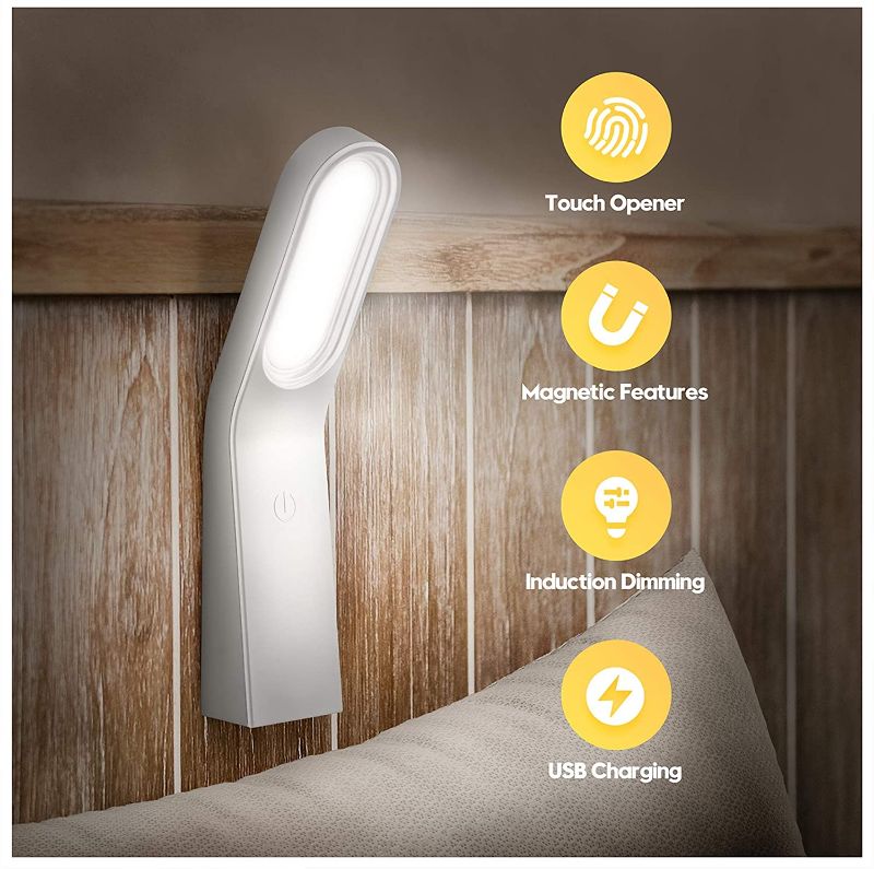 Photo 1 of LED Rechargeable Night Light, Cordless Portable Magnetic Bedside Lamp with Touch Switch Adjustable Brightness for Bedroom, Bathroom,Toilet,Stairs,Kitchen, Wardrobe, Hallway,Kids,Adults
